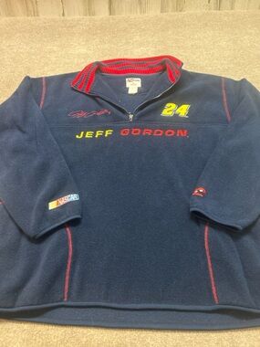 Chase Authentics Navy Fleece Pullover with Red Trim